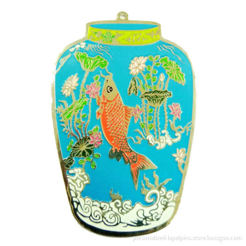 Art Vase Shape Custom Metal Craft Hand Painting, Nickel Plated Pendant / Keychains
